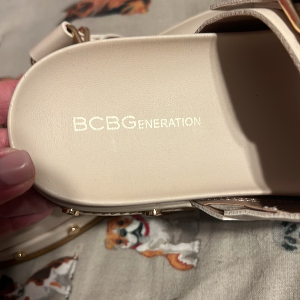 BCBGeneration Beige Double Buckle Sandals - Picture 2 of 4